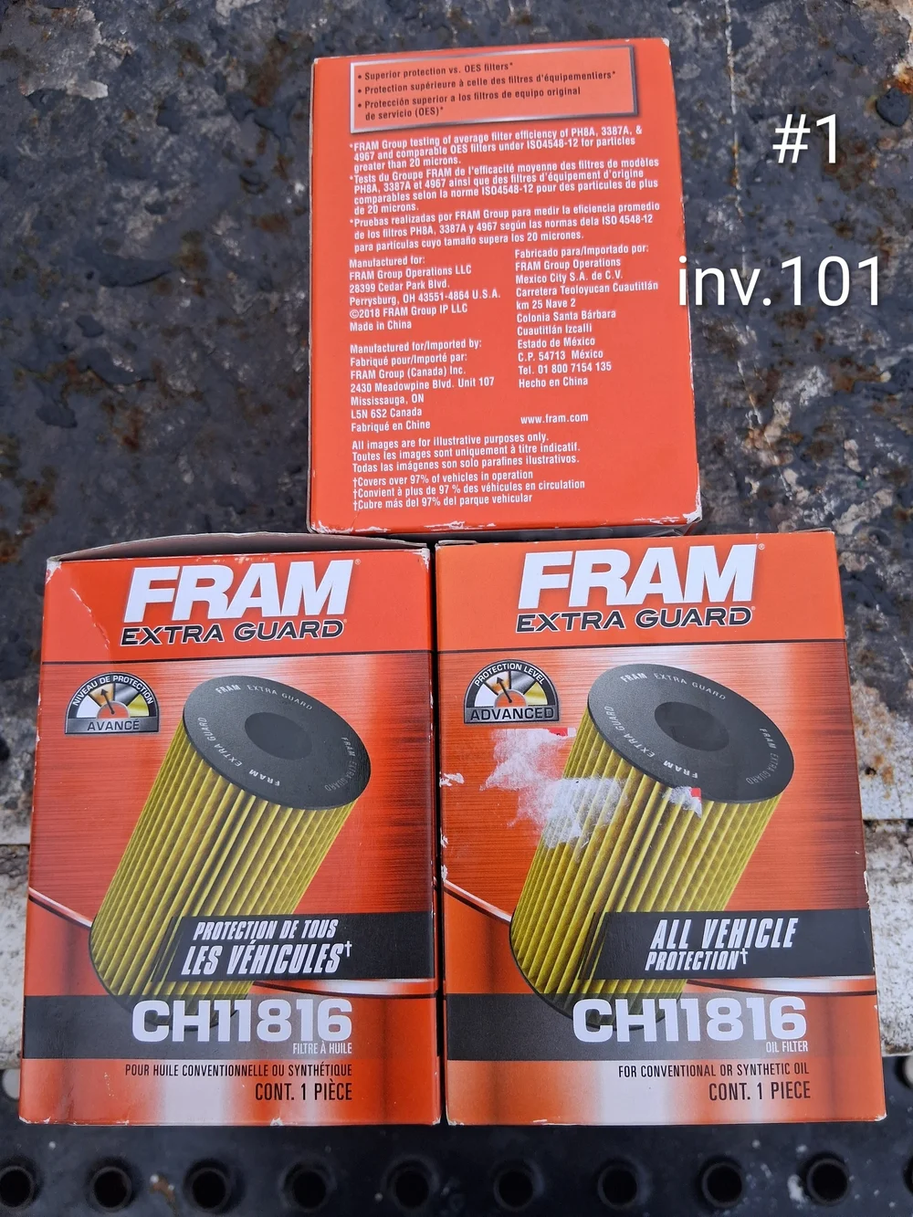 Extra Guard CH11816 Yellow Oil Filter - All Vehicle Protection Lot Of 3